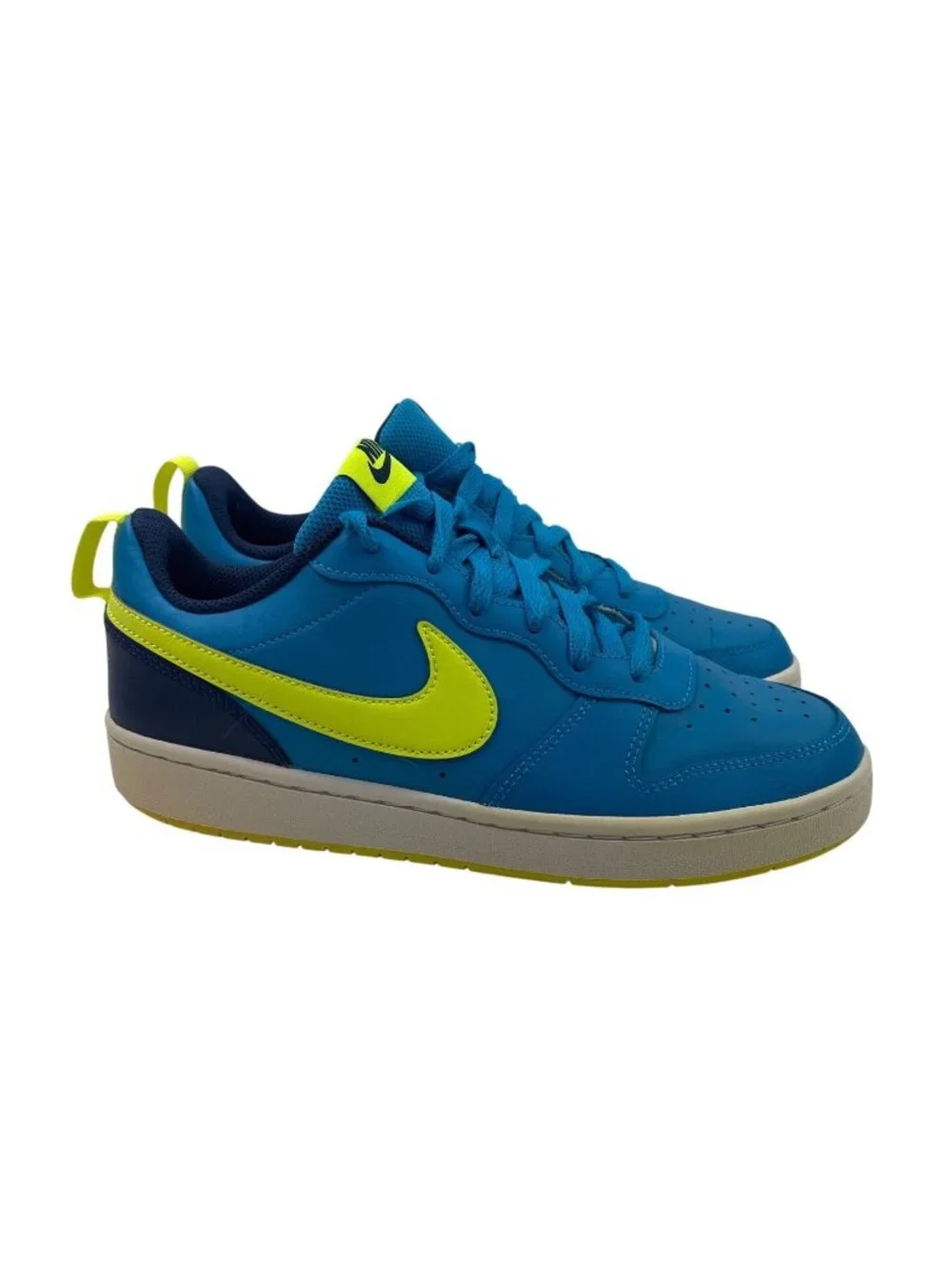 Nike Court Borough Low 2 Blue Lemon Venom Tennis Shoes Sneakers Size 7Y Youth